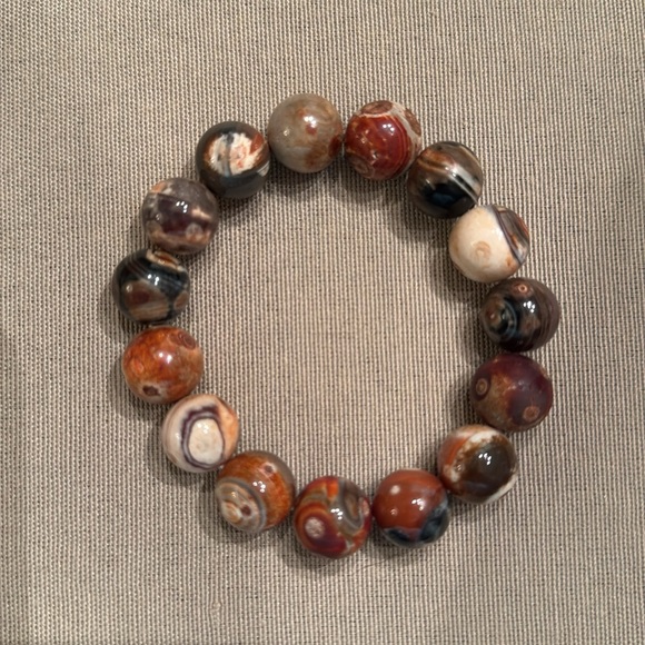 14mm Chocolate Agate Bracelet - Picture 2 of 3